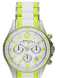 Marc Jacobs Rock Chronograph White Dial White & Green Silicone Strap Watch for Women - MBM2592 Buy Now By Marc Jacobs