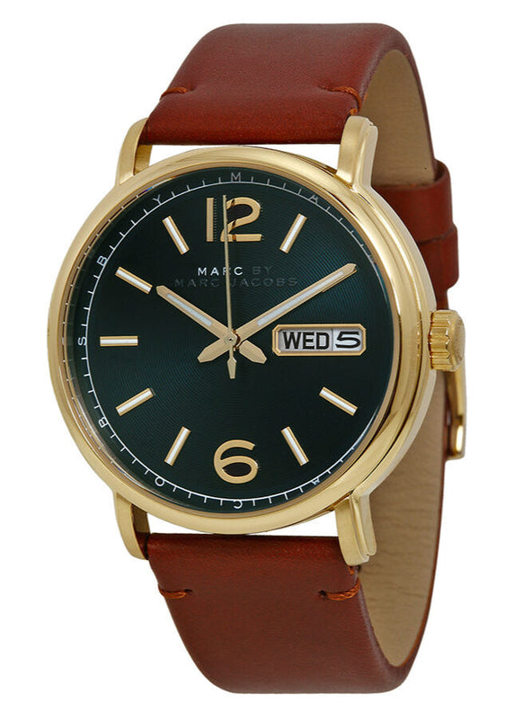 Marc Jacobs Fergus Green Dial Brown Leather Strap Watch for Men - MBM5077 Buy Now By Marc Jacobs
