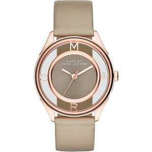 Marc Jacobs Tether Grey Dial Grey Leather Strap Watch for Women - MBM1375 Buy Now By Marc Jacobs