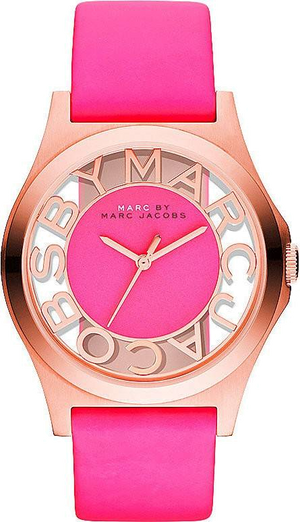 Marc Jacobs Henry Skeleton Pink Dial Pink Leather Strap Watch for Women - MBM1243 Buy Now By Marc Jacobs