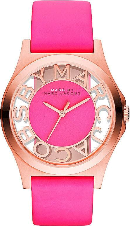 Marc Jacobs Henry Skeleton Pink Dial Pink Leather Strap Watch for Women - MBM1243 Buy Now By Marc Jacobs