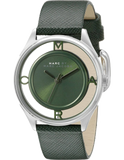 Marc Jacobs Tether Transparent Green Dial Green Leather Strap Watch for Women - MBM1378 Buy Now By Marc Jacobs