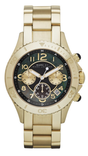 Marc Jacobs Rock Chronograph Black Dial Gold Steel Strap Watch for Women - MBM3253 Buy Now By Marc Jacobs