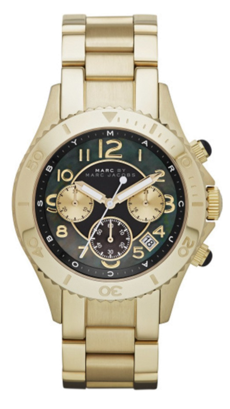 Marc Jacobs Rock Chronograph Black Dial Gold Steel Strap Watch for Women - MBM3253 Buy Now By Marc Jacobs