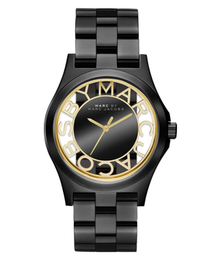 Marc Jacobs Henry Transparent Black Dial Black Steel Strap Watch for Women - MBM3255 Buy Now By Marc Jacobs