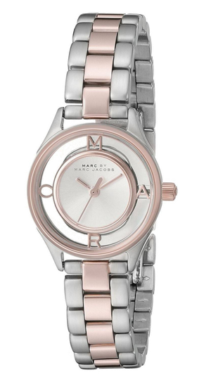 Marc Jacobs Tether Transparent White Dial Two Tone Steel Strap Watch for Women - MBM3418 Buy Now By Marc Jacobs