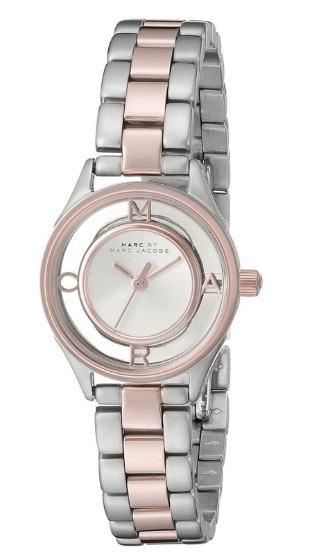 Marc Jacobs Tether Transparent White Dial Two Tone Steel Strap Watch for Women - MBM3418 Buy Now By Marc Jacobs