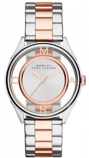 Marc Jacobs Tether Transparent White Dial Two Tone Steel Strap Watch for Women - MBM3436 Buy Now By Marc Jacobs