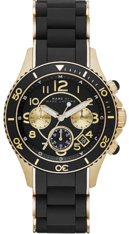 Marc Jacobs Rock Chronograph Black Dial Black Silicone Strap Watch for Women - MBM2598 Buy Now By Marc Jacobs