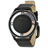 Marc Jacobs Tether Transparent Black Dial Black Leather Strap Watch for Women - MBM1379 Buy Now By Marc Jacobs