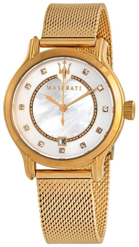 Maserati Epoca Mother of Pearl Dial Yellow Gold Mesh Strap Watch For Women - R8853118502 Buy Now By Maserati
