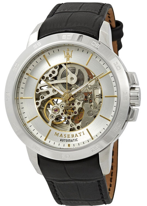 Maserati Ingegno Automatic Black Skeleton Dial Black Leather Strap Watch For Men - R8821119002 Buy Now By Maserati