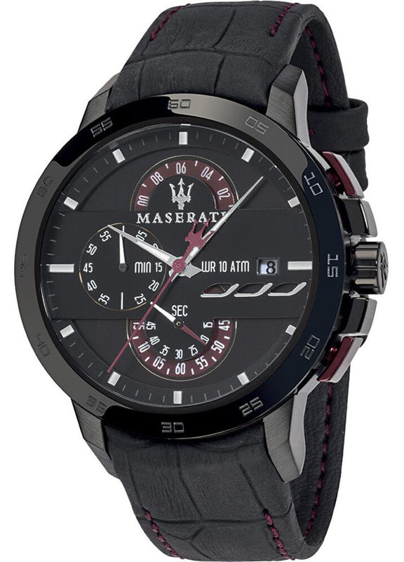Maserati Ingegno Chronograph Black Dial Black Leather Strap Watch For Men - R8871619003 Buy Now By Maserati