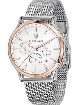 Maserati Epoca White Dial Chronograph Silver Mesh Bracelet Watch For Men - R8873618009 Buy Now By Maserati