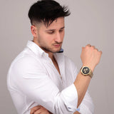 Maserati Stile 45mm Chronograph Black Dial Gold Steel Strap Watch For Men - R8873642001 Buy Now By Maserati