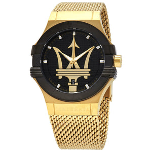 Maserati Potenza Quartz Black Dial Gold Mesh Bracelet Watch For Men - R8853108006 Buy Now By Maserati