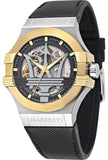 Maserati Potenza Automatic Skeleton Grey Dial Black Leather Strap Watch For Men - R8821108037 Buy Now By Maserati
