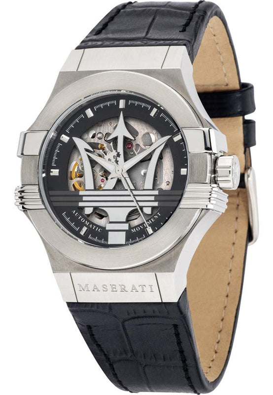 Maserati Potenza Automatic Black Dial Black Leather Strap Watch For Men - R8821108038 Buy Now By Maserati