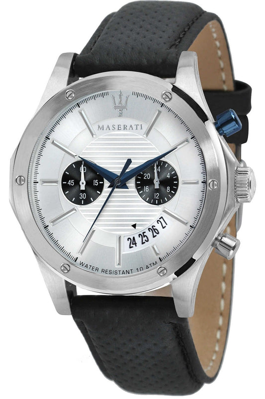 Maserati Circuito Chronograph Analog White Dial Black Leather Strap Watch for Men - R8871627005 Buy Now By Maserati
