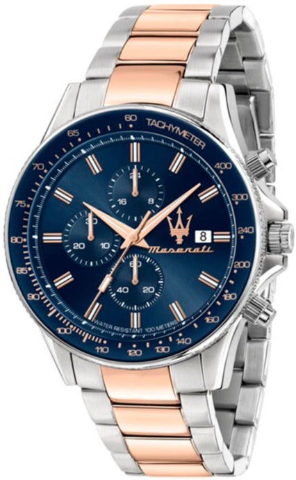 Maserati SFIDA Chronograph Blue Dial Two Tone Steel Strap Watch For Men - R8873640012 Buy Now By Maserati