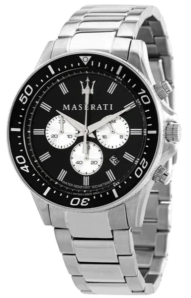 Maserati SFIDA Chronograph Black Dial Silver Steel Strap Watch For Men - R8873640004 Buy Now By Maserati