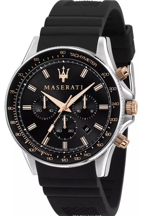Maserati SFIDA 44mm Black Silicon Chronograph Watch For Men - R8871640002 Buy Now By Maserati