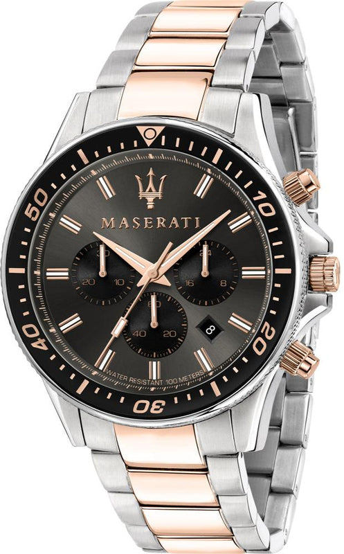 Maserati SFIDA Chronograph Black Dial Two Tone Steel Strap Watch For Men - R8873640002 Buy Now By Maserati