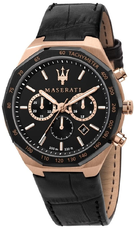 Maserati Stile Black Matte Dial Black Leather Strap Watch For Men - R8871642001 Buy Now By Maserati