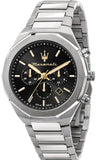 Maserati Stile Chronograph Black Dial Silver Steel Strap Watch For Men - R8873642010 Buy Now By Maserati