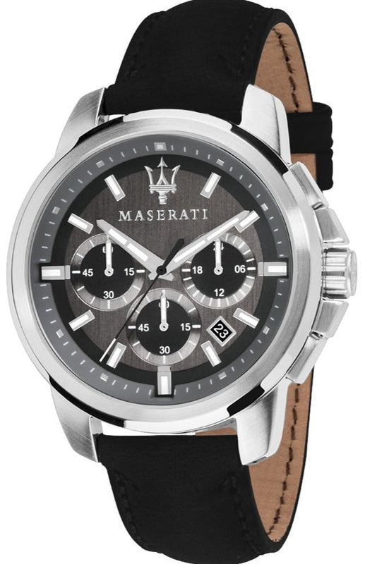 Maserati Successo 44mm Grey Dial Black Leather Strap Watch For Men - R8871621006 Buy Now By Maserati