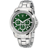 Maserati Successo Chronograph Green Dial Silver Steel Strap Watch For Men - R8873621017 Buy Now By Maserati
