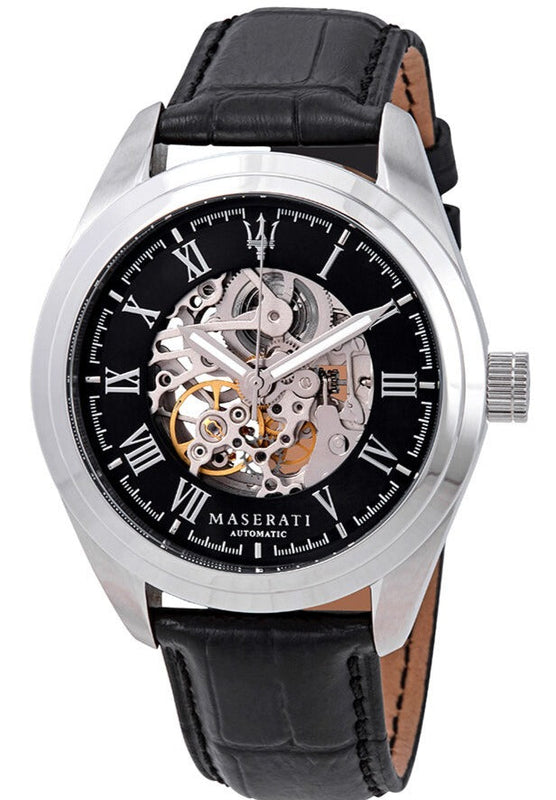 Maserati Traguardo Automatic Black Dial Black Leather Strap Watch For Men - R8871612001 Buy Now By Maserati