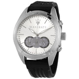 Maserati Traguardo Chronograph Silver Dial Black Rubber Strap Watch for Men - R8871612012 Buy Now By Maserati