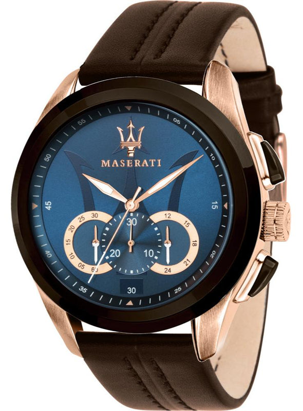 Maserati Traguardo Chronograph Blue Dial Brown Leather Strap Watch For Men - R8871612024 Buy Now By Maserati