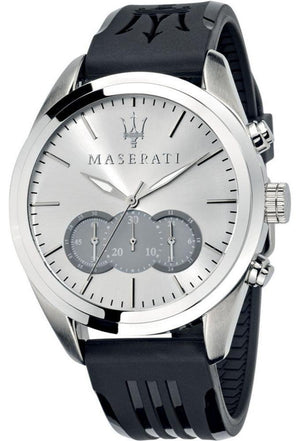 Maserati Traguardo Chronograph Silver Dial Black Rubber Strap Watch for Men - R8871612012 Buy Now By Maserati