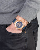 Maserati Potenza 42mm Rose Gold & Blue Dial Blue Leather Strap Watch For Men - R8851108027 Buy Now By Maserati