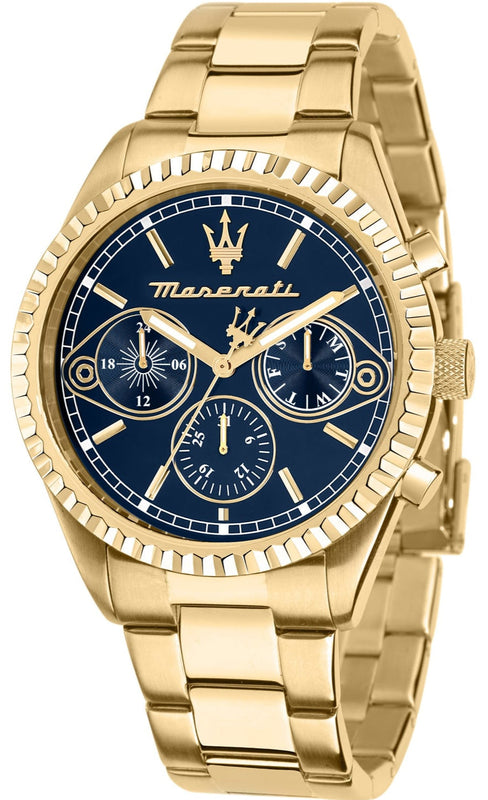 Maserati Competizione Chronograph Blue Dial Gold Steel Strap Watch For Men - R8853100026 Buy Now By Maserati