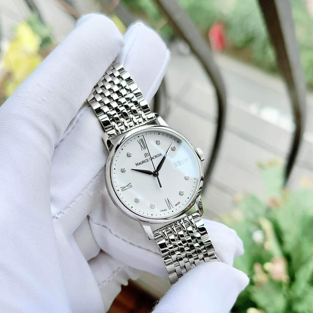 Maurice Lacroix Eliros Date White Dial Silver Steel Strap Watch for Women - EL1094-SS002-150-1 Buy Now By Maurice Lacroix