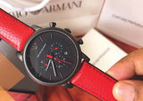 Emporio Armani Luigi Chronograph Black Dial Red Leather Strap Watch For Men - AR1971 Buy Now By Emporio Armani