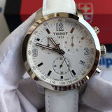 Tissot PRC 200 Chronograph White Dial White Leather Strap Watch For Men - T055.417.16.017.00 Buy Now By Tissot