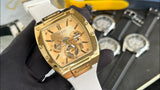 Guess Phoenix Multifunction Gold Dial White Leather Strap Watch for Men - GW0202G6 Buy Now By Guess