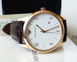 Emporio Armani Beta Chronograph White Dial Brown Leather Strap Watch For Men - AR1915 Buy Now By Emporio Armani