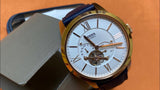 Fossil Townsman Automatic White Dial Navy Blue Leather Strap Watch for Men - ME3171 Buy Now By Fossil