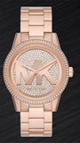 Michael Kors Ritz Analog Crystals Silver Dial Rose Gold Steel Strap Watch for Women - MK6863 Buy Now By Michael Kors