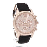 Michael Kors Lexington Chronograph Rose Gold Dial Black Leather Strap Watch For Men - MK8516 Buy Now By Michael Kors