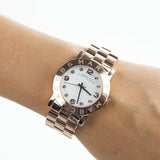 Marc Jacobs Amy White Dial Rose Gold Stainless Steel Strap Watch for Women - MBM3077