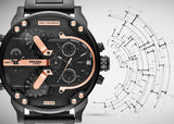 Diesel Big Daddy Chronograph Black Dial Black Steel Strap Watch For Men - DZ7312 Buy Now By Diesel