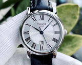 Tissot Carson Premium Lady Silver Dial Black Leather Strap Watch For Women - T122.210.16.033.00 Buy Now By Tissot
