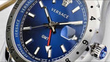 Versace Hellenyium GMT Blue Dial Silver Steel Strap Watch for Men - V11010015 Buy Now By Versace