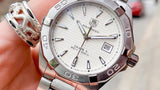 Tag Heuer Aquaracer Automatic 41mm White Dial Silver Steel Strap Watch for Men - WAY2111.BA0928